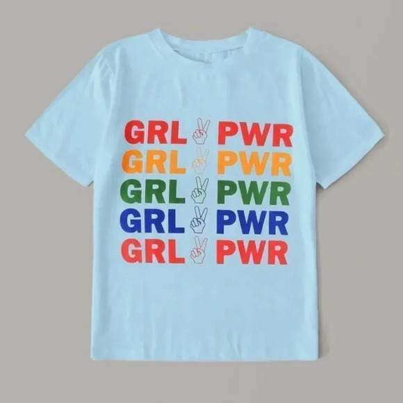 NEW! Sunday Fun “Girl Power” Rainbow Graphic Cotton Short Sleeve T-Shirt - Picture 7 of 10